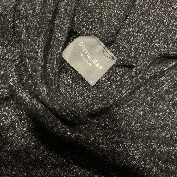 Ribbed charcoal hooded ruched side tie top - Picture 2 of 5